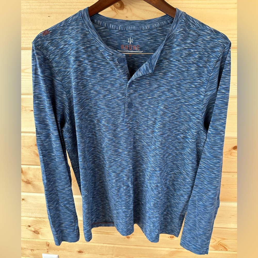 Rhone Mens Long Sleeve Shirt Blue Size M